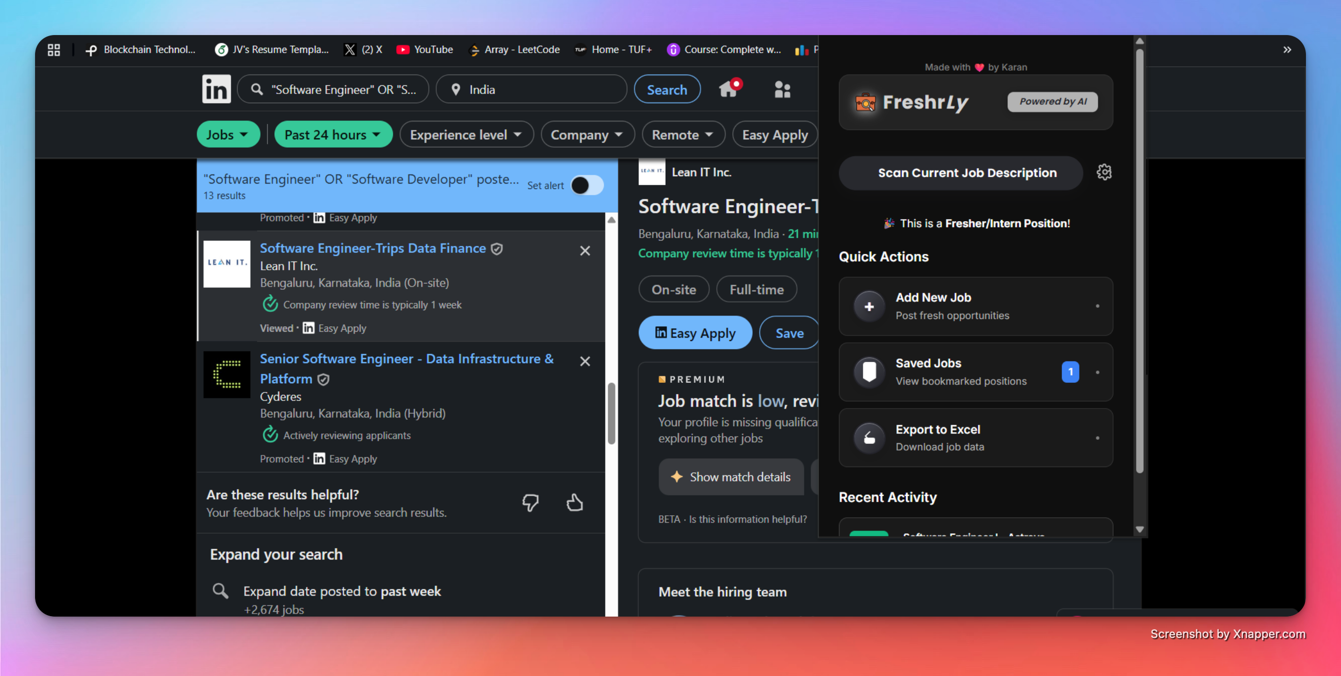 Screenshot of Freshly Extension project