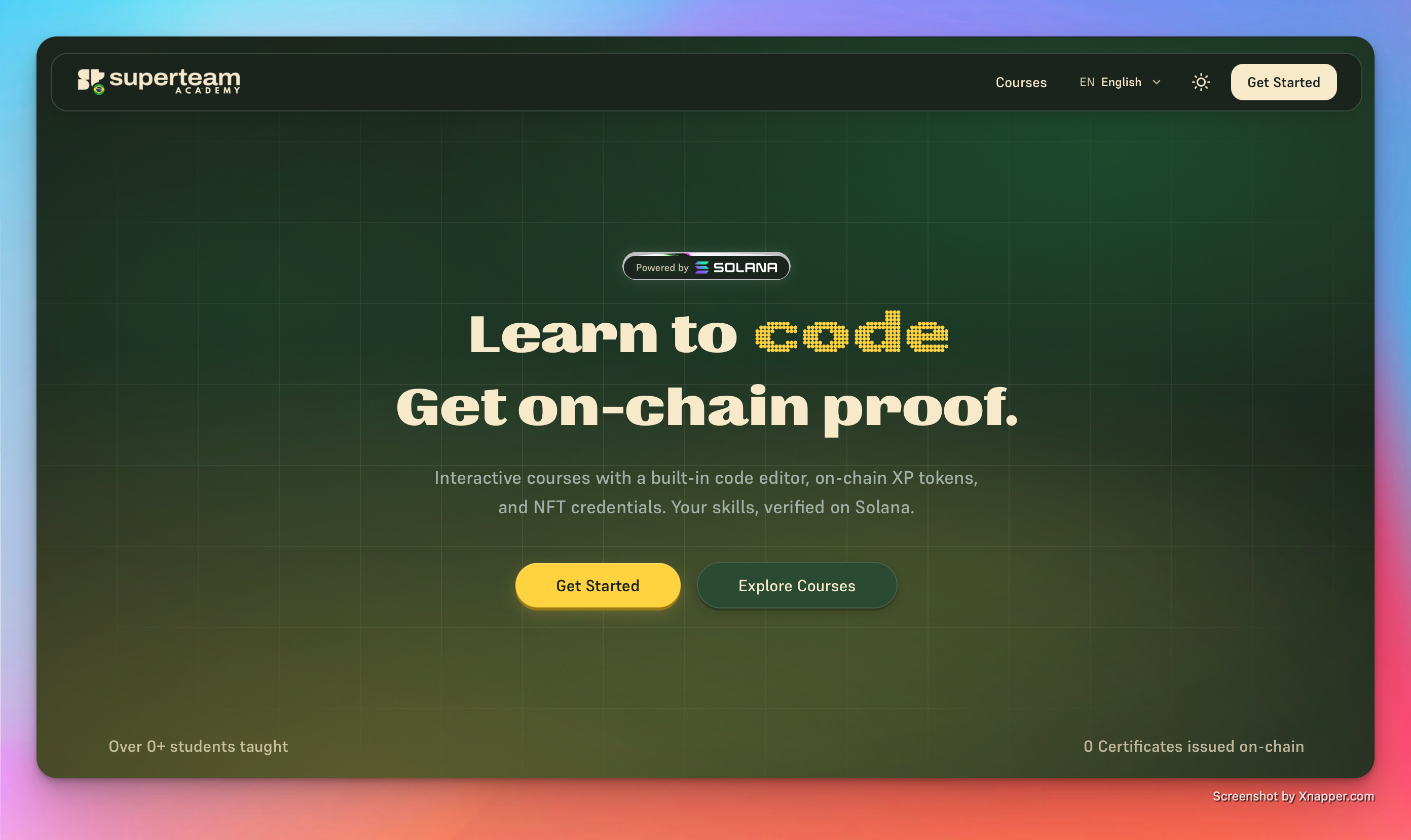 Screenshot of Superteam Academy project